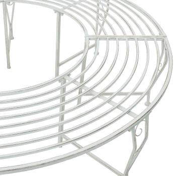 Baumbank 8-Sitzanzahl Ø 160 x 44 cm Stahl Antik Weiß Rund