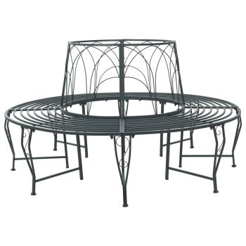 ARDEBO.de - Baumbank 8-Sitzanzahl Ø 160 x 89 cm Stahl Silber Grau Rund