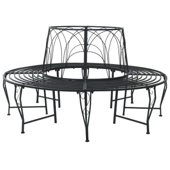 ARDEBO.de - Baumbank 8-Sitzanzahl Ø 160 x 89 cm Stahl Schwarz Rund