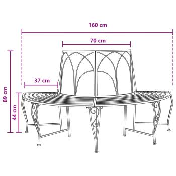 Baumbank 4-Sitzanzahl 160 x 80 x 89 cm Stahl Schwarz