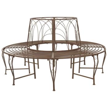 ARDEBO.de - Baumbank 8-Sitzanzahl Ø 160 x 89 cm Stahl Antikbraun Rund