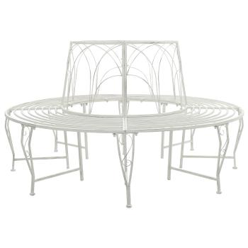 ARDEBO.de - Baumbank 8-Sitzanzahl Ø 160 x 89 cm Stahl Antik Weiß Rund