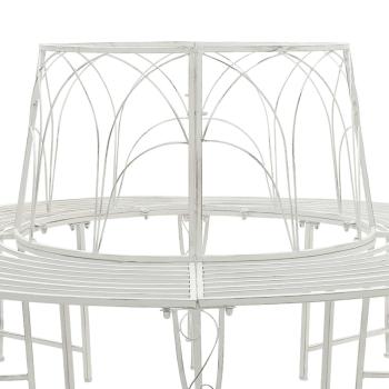 Baumbank 8-Sitzanzahl Ø 160 x 89 cm Stahl Antik Weiß Rund