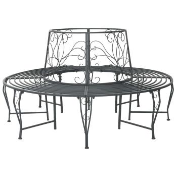 ARDEBO.de - Baumbank 8-Sitzanzahl Ø 160 x 89 cm Stahl Silber Grau Rund