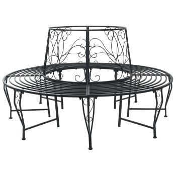 ARDEBO.de - Baumbank 8 -Sitzer Ø 160 x 89 cm steel Schwarz Rund