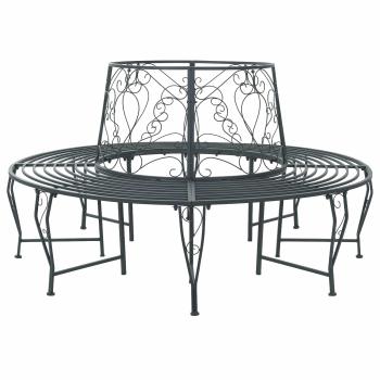 ARDEBO.de - Baumbank 8-Sitzanzahl Ø 160 x 89 cm Stahl Silber Grau Rund