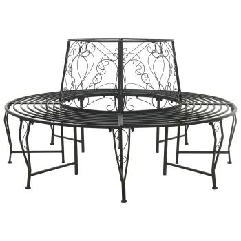 ARDEBO.de - Baumbank 8-Sitzanzahl Ø 160 x 89 cm Stahl Schwarz Rund