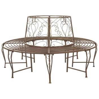 ARDEBO.de - Baumbank 8-Sitzanzahl Ø 160 x 89 cm Stahl Antikbraun Rund