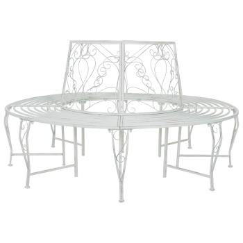 ARDEBO.de - Baumbank 8-Sitzanzahl Ø 160 x 89 cm Stahl Antik Weiß Rund