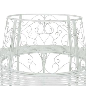 Baumbank 8-Sitzanzahl Ø 160 x 89 cm Stahl Antik Weiß Rund
