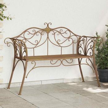 ARDEBO.de - Gartenbank 2-Sitzanzahl 130 x 47 x 90 cm Stahl Antikbraun