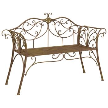 Gartenbank 2-Sitzanzahl 130 x 47 x 90 cm Stahl Antikbraun