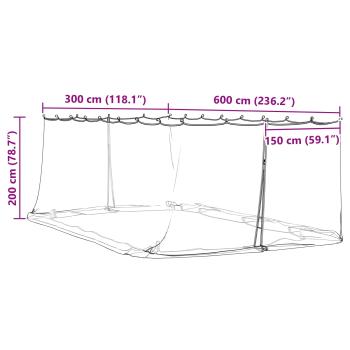 Moskito-Netz für Pavillon 220 Mesh Weiß 6 x 3 x 2 m Polyester