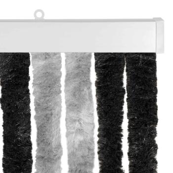Insektenschutzvorhang Chenille Grau und Schwarz 56 x 185 cm