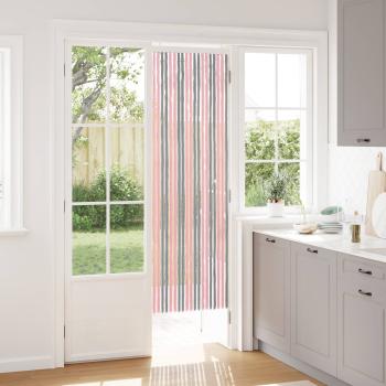 ARDEBO.de - Insektenschutzvorhang Chenille Silber Grau und Rosa 56 x 185 cm