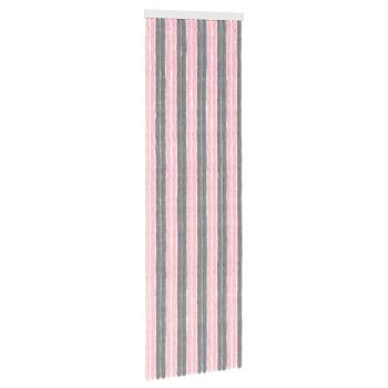 Insektenschutzvorhang Chenille Silber Grau und Rosa 56 x 185 cm