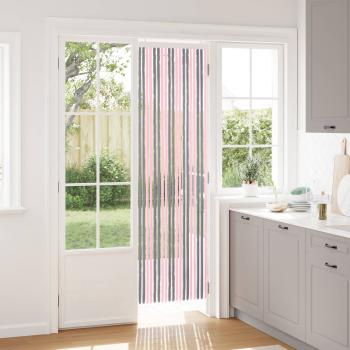 ARDEBO.de - Insektenschutzvorhang Chenille Silber Grau und Rosa 56 x 200 cm