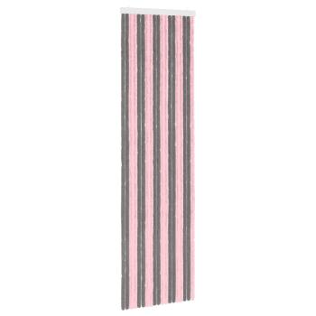 Insektenschutzvorhang Chenille Silber Grau und Rosa 56 x 200 cm