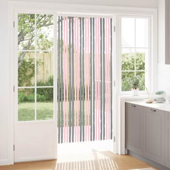 ARDEBO.de - Insektenschutzvorhang Chenille Silber Grau und Rosa 90 x 200 cm