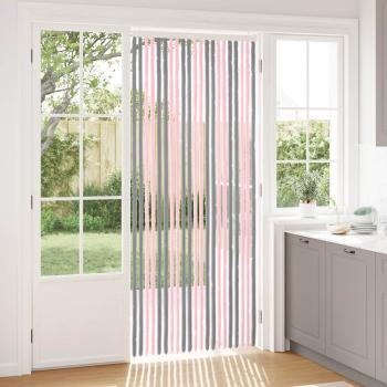 ARDEBO.de - Insektenschutzvorhang Chenille Silber Grau und Rosa 90 x 220 cm
