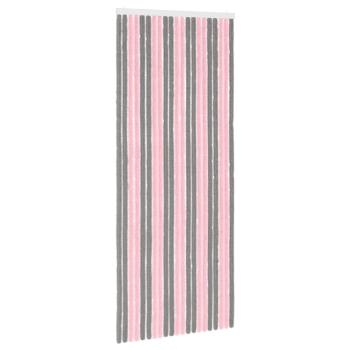 Insektenschutzvorhang Chenille Silber Grau und Rosa 90 x 220 cm