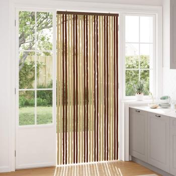 ARDEBO.de - Insektenschutzvorhang Chenille Braun und Beige 100 x 230 cm