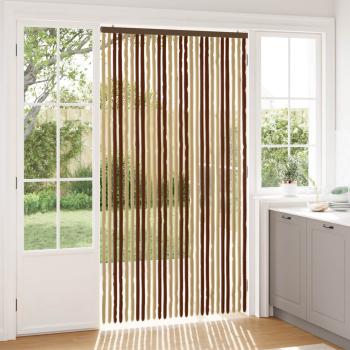 ARDEBO.de - Insektenschutzvorhang Chenille Braun und Beige 118 x 220 cm