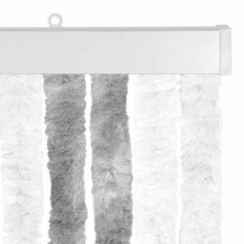 Insektenschutzvorhang Chenille Grau und Weiß 90 x 220 cm