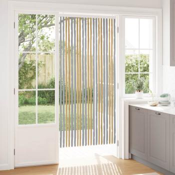 ARDEBO.de - Insektenschutzvorhang Chenille Grau und Beige 90 x 200 cm