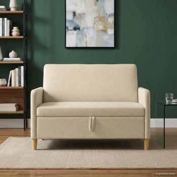 ARDEBO.de - Sofa mit Stauraum Creme 122 x 78 x 87 cm Polyester