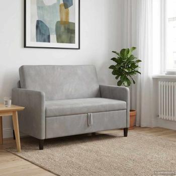 ARDEBO.de - Sofa mit Stauraum 2-Sitzer Hellgrau 122 x 78 x 87 cm Polyester