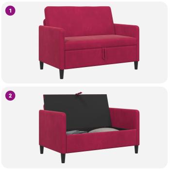 Sofa mit Stauraum Weinrot 122 x 78 x 87 cm Polyester