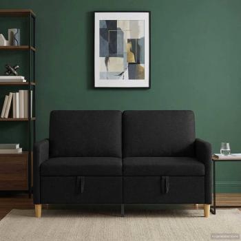 ARDEBO.de - Sofa mit Stauraum Schwarz 152 x 78 x 87 cm Polyester