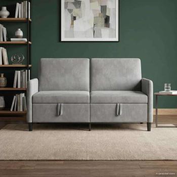 ARDEBO.de - Sofa mit Stauraum Hellgrau 152 x 78 x 87 cm Polyester