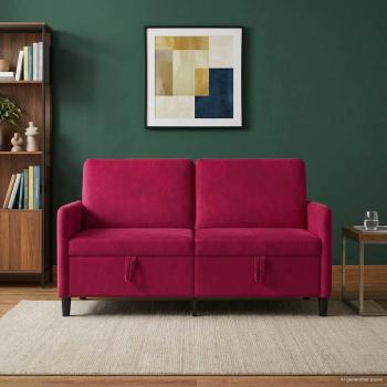 Sofa mit Stauraum 2-Sitzer Weinrot 152 x 78 x 87 cm Polyester