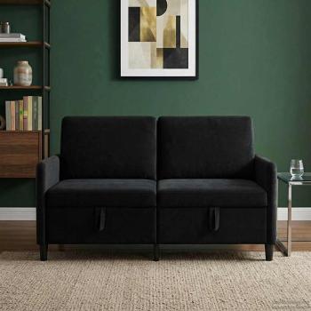 ARDEBO.de - Sofa mit Stauraum Schwarz 152 x 78 x 87 cm Polyester
