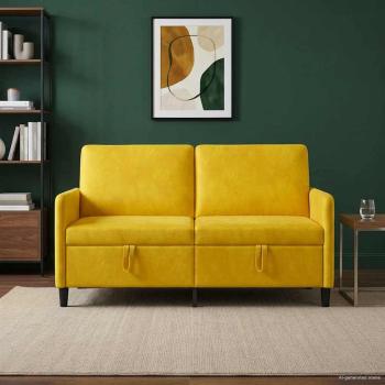 ARDEBO.de - Sofa mit Stauraum Gelb 152 x 78 x 87 cm Polyester