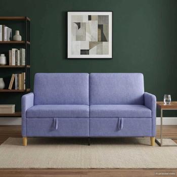 ARDEBO.de - Sofa mit Stauraum Jeans blau 172 x 78 x 87 cm Polyester