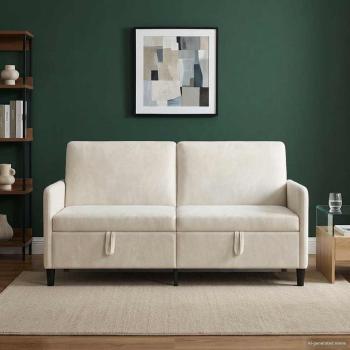 Sofa mit Stauraum Creme 172 x 78 x 87 cm Polyester