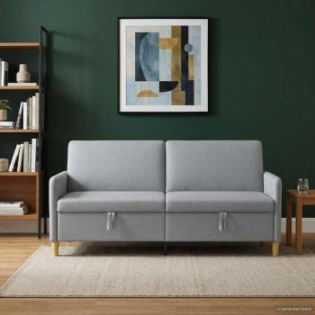 Sofa mit Stauraum Hellgrau 192 x 78 x 87 cm Polyester