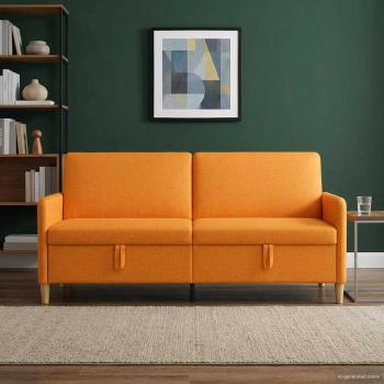 Sofa mit Stauraum Dunkelgelb 192 x 78 x 87 cm Polyester