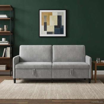 ARDEBO.de - Sofa mit Stauraum Hellgrau 192 x 78 x 87 cm Polyester