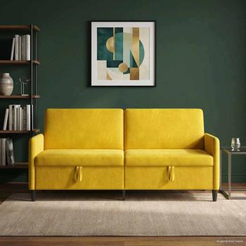 Sofa mit Stauraum 3-Sitzer Gelb 192 x 78 x 87 cm Polyester