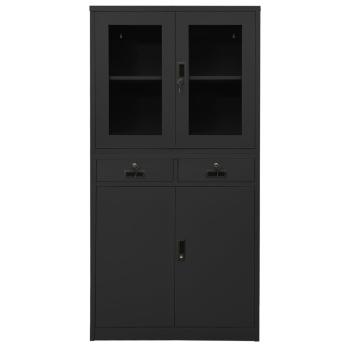 Büroschrank Anthrazit 90x40x180 cm Stahl gehärtetes Glas
