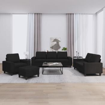 ARDEBO.de - 4-tlg. Sofagarnitur Schwarz Stoff