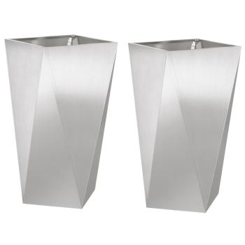 Pflanzkübel 2 Stk. Silber 40 x 40 x 75 cm Edelstahl