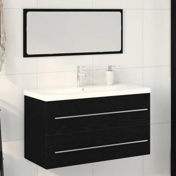 ARDEBO.de - Waschbeckenschrank mit Schubladen 3 pcs Schwarz Eichen-Optik