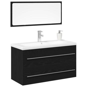 Waschbeckenschrank mit Schubladen 3 pcs Schwarz Eichen-Optik