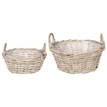 Blumentopfkorb GENDT 2 stk. Natürliches Grau Kubu Rattan