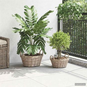 Blumentopfkorb GENDT 2 stk. Natürliches Grau Kubu Rattan